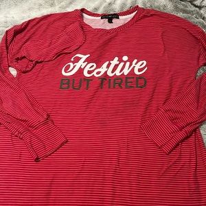 Derek Heart “festive but tired” striped nightgown Sz m and matching sleep mask